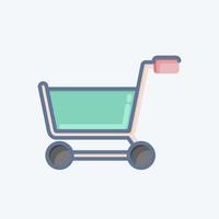 icoon boodschappen doen kar. verwant naar online op te slaan symbool. tekening stijl. gemakkelijk illustratie. winkel vector