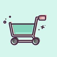 icoon boodschappen doen kar. verwant naar online op te slaan symbool. mbe stijl. gemakkelijk illustratie. winkel vector