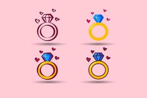 valentijnsdag dag element. diamant ring illustratie. vector illustratie