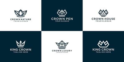 verzameling van kroon logo ontwerpen sjabloon vector