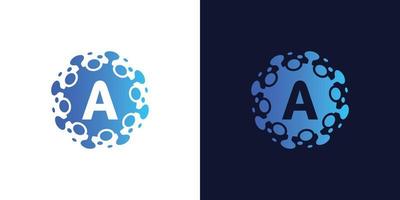 molecuul eerste brief een logo ontwerp , laboratorium logo ontwerp element , ontwerp vector met dots