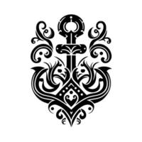 decoratief, sier- zee anker. vector illustratie voor logo, embleem, tatoeëren, borduurwerk, sublimatie, laser snijden.