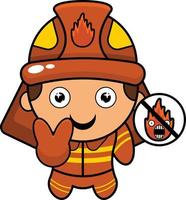 tekenfilm illustratie van boos brandweerman mascotte karakter vector
