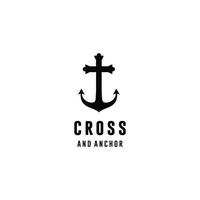 kerk christelijk kruis met anker logo ontwerp inspiratie vector