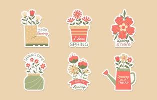 voorjaar bloemen stickers vector