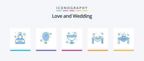 bruiloft blauw 5 icoon pak inclusief dineren. feest. drankje. evenement. decoratie. creatief pictogrammen ontwerp vector