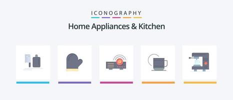 huis huishoudelijke apparaten en keuken vlak 5 icoon pak inclusief onderhoud. heet . keuken. thee . machine. creatief pictogrammen ontwerp vector