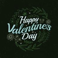 gelukkig Valentijnsdag dag belettering met bloemen decoratie vector