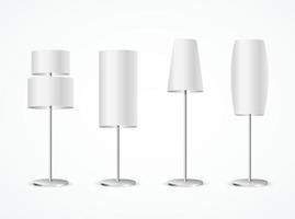 realistisch gedetailleerd 3d verschillend wit blanco verdieping lamp set. vector