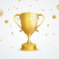 realistisch gedetailleerd gouden kop winnaar. vector