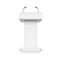 realistisch gedetailleerd 3d wit blanco podium tribune debat of stadium staan sjabloon model. vector
