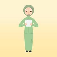 jong moslim Dames vervelend modieus kleren en hijaab. moslim hijab modieus meisjes. vrouw tekens gebruik makend van hijab en moslim kleren. vlak tekenfilm vector illustratie.