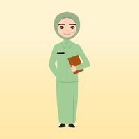 jong moslim Dames vervelend modieus kleren en hijaab. moslim hijab modieus meisjes. vrouw tekens gebruik makend van hijab en moslim kleren. vlak tekenfilm vector illustratie.