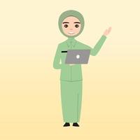 jong moslim Dames vervelend modieus kleren en hijaab. moslim hijab modieus meisjes. vrouw tekens gebruik makend van hijab en moslim kleren. vlak tekenfilm vector illustratie.