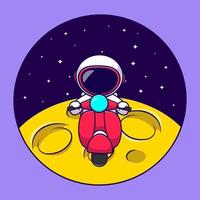 schattig astronaut rijden scooter Aan maan tekenfilm vector pictogrammen illustratie. vlak tekenfilm concept. geschikt voor ieder creatief project.