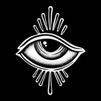 oog wijnoogst kunst illustratie hand- getrokken zwart en wit vector voor tatoeëren, sticker, logo enz