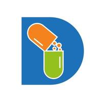 brief d geneeskunde tablet logo concept voor gezondheidszorg logo teken vector sjabloon