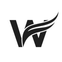 brief w vleugel logo ontwerp. vervoer logotype vector