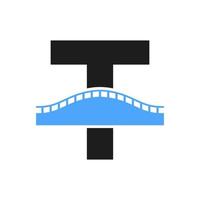 brief t brug logo voor vervoer, reis en bouw bedrijf vector sjabloon