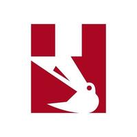 brief h bouw logo gecombineerd met bouw kraan symbool vector sjabloon