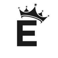 brief e kroon logo voor schoonheid, mode, ster, elegant, luxe teken vector
