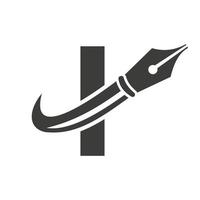 onderwijs logo Aan brief ik concept met pen penpunt vector sjabloon