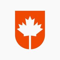 Canadees rood esdoorn- logo Aan brief u vector symbool. esdoorn- blad concept voor Canadees bedrijf identiteit
