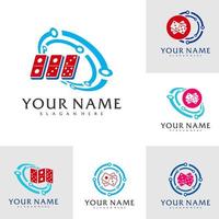 reeks van tech domino logo vector sjabloon, creatief domino logo ontwerp concepten