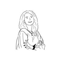 minimalistisch illustratie mooi vrouw glimlachen vector