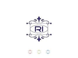 monogram ri luxe logo, uniek ri logo brief ontwerp vector