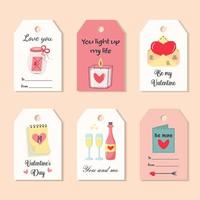 reeks van Valentijn geschenk labels. romantisch etiketten met liefde citaten. valentijnsdag, huwelijk, bruiloft, verjaardag, liefde, romantisch concept. vector