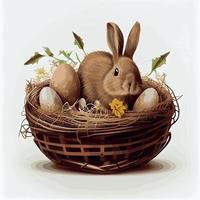 feestelijk mand met schattig konijn en Pasen orthodox eieren Aan een licht achtergrond - vector