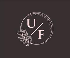 uf initialen brief bruiloft monogram logos sjabloon, hand- getrokken modern minimalistisch en bloemen Sjablonen voor uitnodiging kaarten, opslaan de datum, elegant identiteit. vector