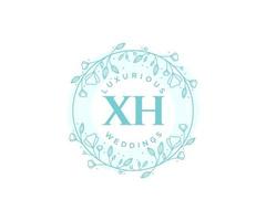 xh initialen brief bruiloft monogram logos sjabloon, hand- getrokken modern minimalistisch en bloemen Sjablonen voor uitnodiging kaarten, opslaan de datum, elegant identiteit. vector