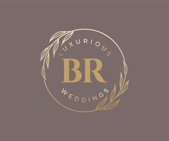 br initialen brief bruiloft monogram logos sjabloon, hand- getrokken modern minimalistisch en bloemen Sjablonen voor uitnodiging kaarten, opslaan de datum, elegant identiteit. vector