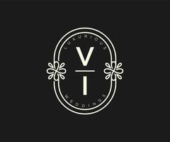 vi initialen brief bruiloft monogram logos sjabloon, hand- getrokken modern minimalistisch en bloemen Sjablonen voor uitnodiging kaarten, opslaan de datum, elegant identiteit. vector