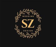 sz initialen brief bruiloft monogram logos verzameling, hand- getrokken modern minimalistisch en bloemen Sjablonen voor uitnodiging kaarten, opslaan de datum, elegant identiteit voor restaurant, boetiek, cafe in vector