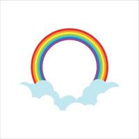 regenboog met wolken kleurrijk geïsoleerd illustratie vector
