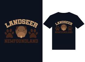 landseer Newfoundland illustraties voor drukklare t-shirts ontwerp vector