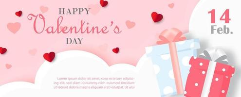 groet kaart en banier poster van Valentijnsdag dag in lagen papier besnoeiing stijl en vector ontwerp.