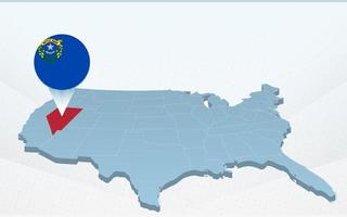 Nevada staat kaart Aan Verenigde staten van Amerika kaart in perspectief. vector