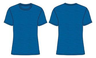 korte mouw basic t-shirt algemene technische mode platte schets vector illustratie sjabloon voor- en achterkant uitzicht. kleding kleding mock-up voor heren en jongens.