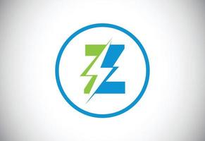 eerste z brief logo ontwerp met verlichting donder bout. elektrisch bout brief logo vector