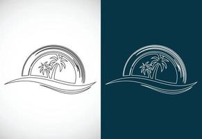 gemakkelijk modern uniek tropisch strand lijn kunst logo ontwerp vector illustratie