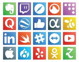 20 sociaal media icoon pak inclusief youtube babbelen google aarde speling linkedin vector