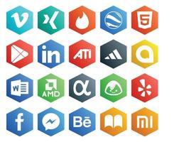 20 sociaal media icoon pak inclusief facebook basiskamp linkedin app netto woord vector