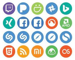 20 sociaal media icoon pak inclusief lastfm xiaomi amd rss gemakkelijk vector
