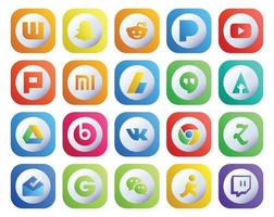 20 sociaal media icoon pak inclusief postvak IN chroom adsense vk google rit vector