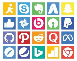 20 sociaal media icoon pak inclusief facebook vraag beats pil quora pad vector