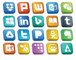 20 sociaal media icoon pak inclusief Power Point odnoklassniki bing Pandora twitter vector